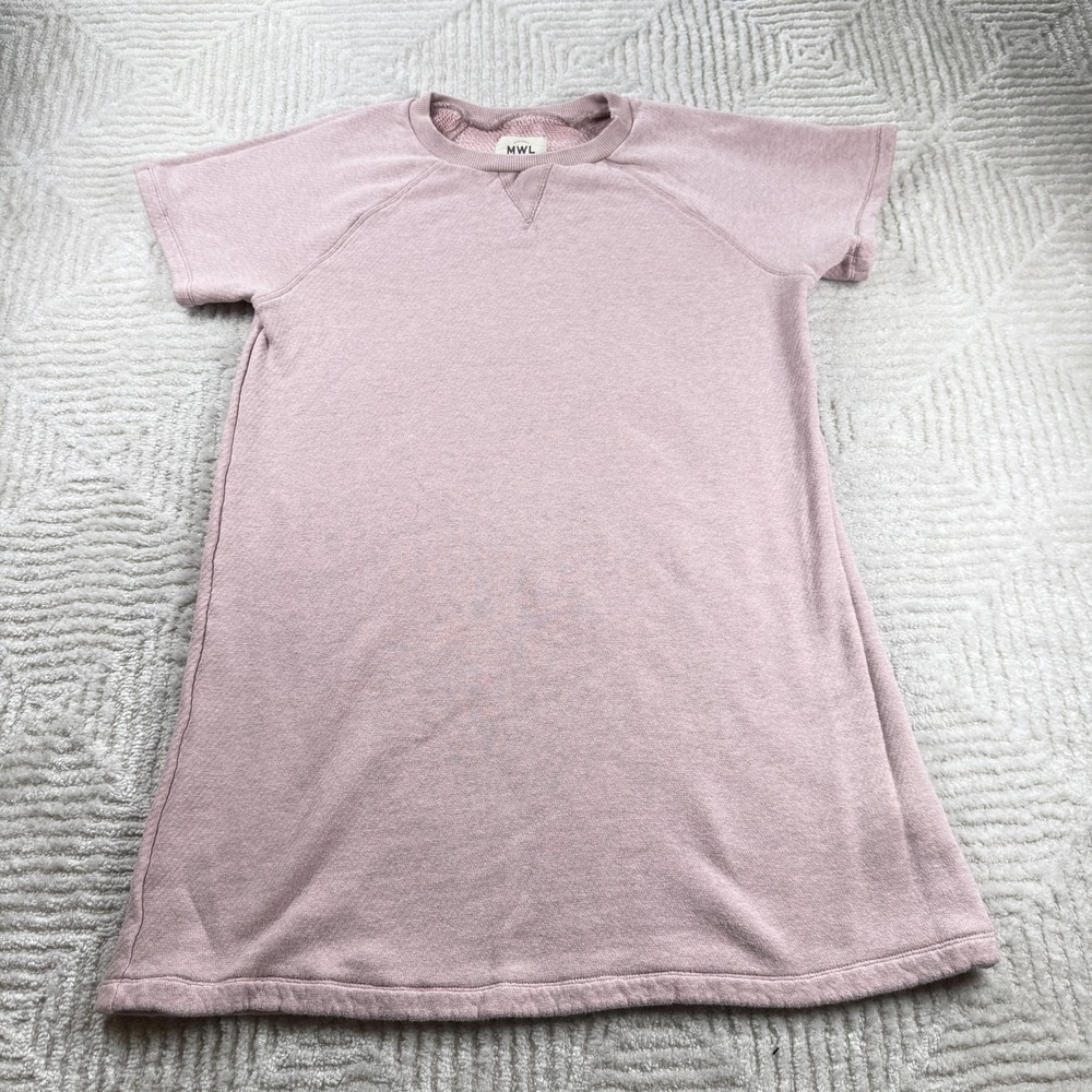 Madewell MWL Sweatshirt Tee Dress Women XS Pink Wisteria Airyterry Casual Lounge